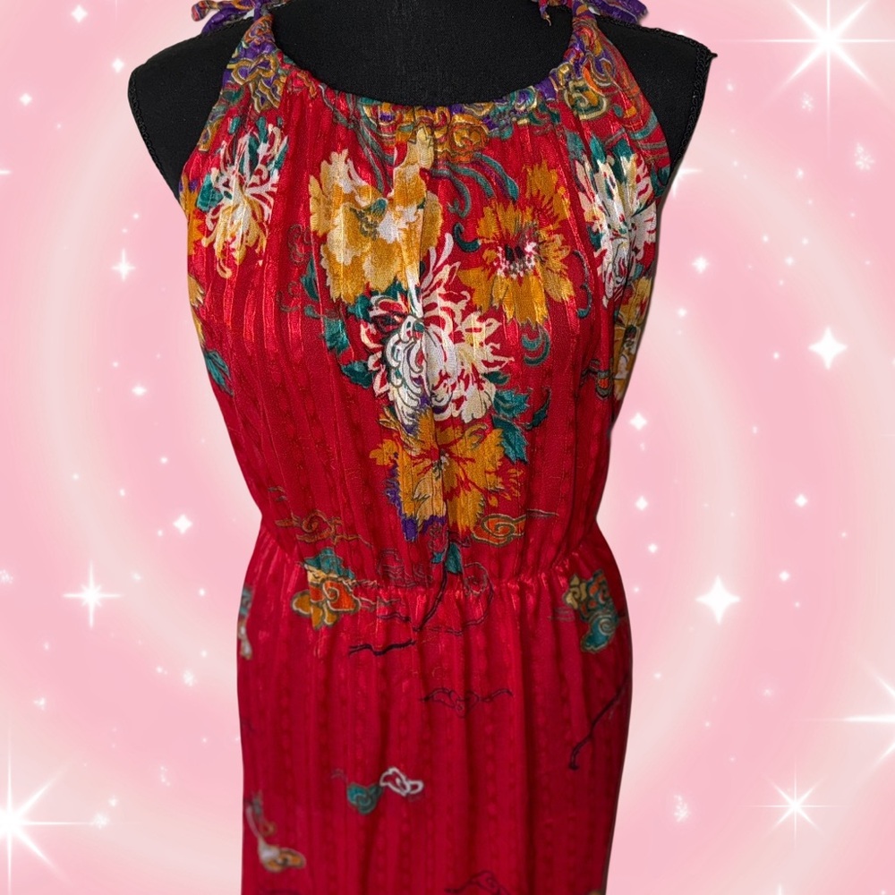 Vintage Handmade Sheer Floral Dress Fits M/L